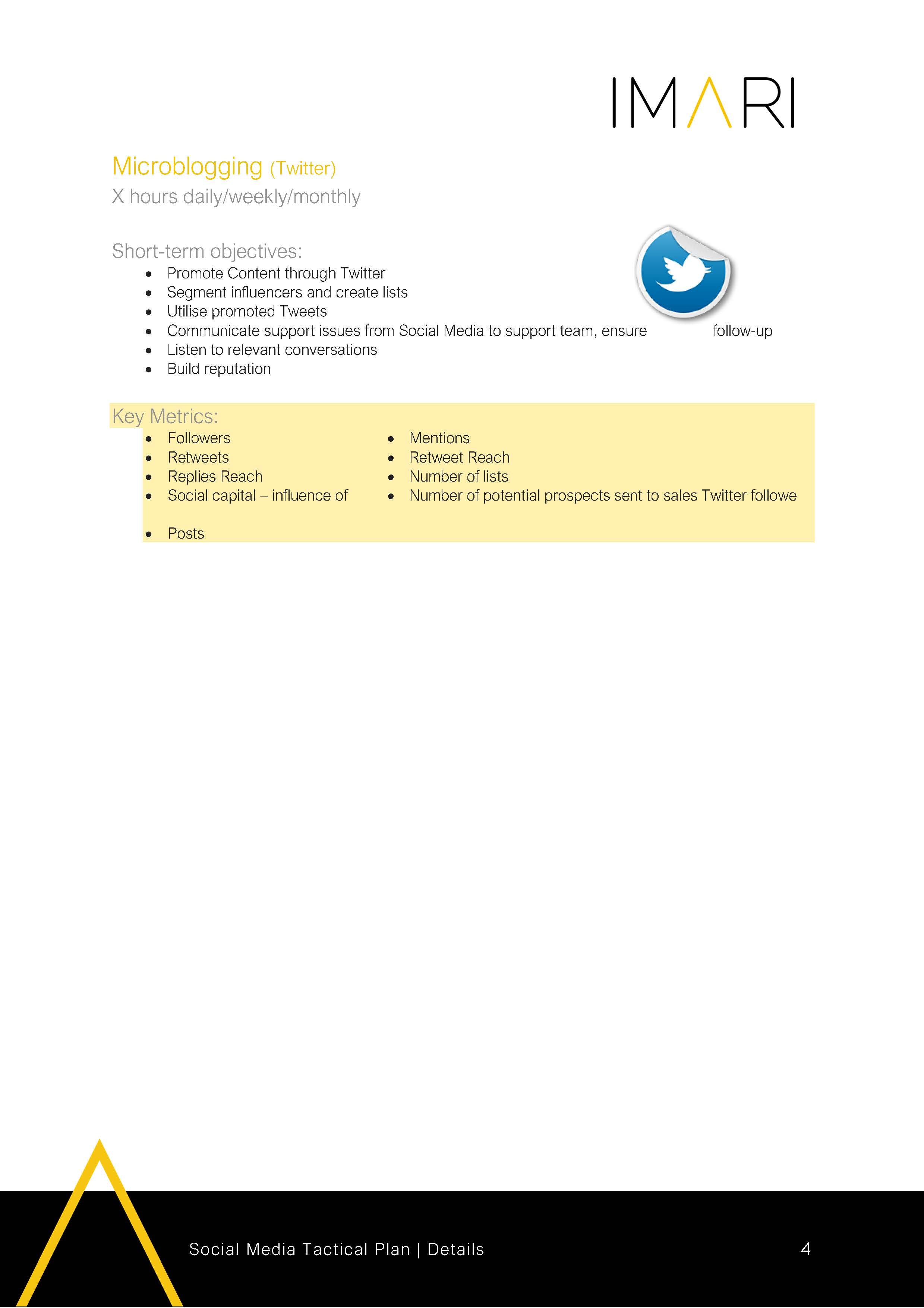 Social Media Tactical Plan